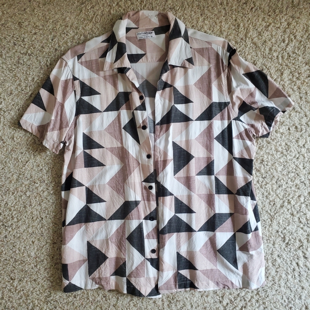 Geometric Patterned Button-Up Shirt